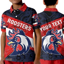 Custom Personalised TI TREE Roosters Polo Shirt KIDSporty Indigenous