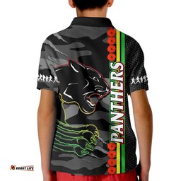 Panthers Rugby ANZAC Polo Shirt KID Aboriginal Mix Poppy Camouflage Black