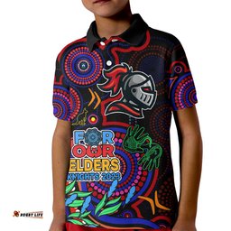 Custom Knights Rugby Aboriginal Art Kid Polo Shirt NAIDOC Indigenous Tribal