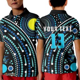Custom Text and Number Aboriginal Polo Shirt KID River Of Life