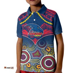 Adelaide Crows Football Kid Polo Shirt Aboriginal Mix Polynesian Pattern