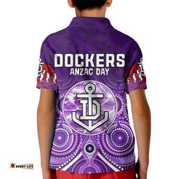 Custom Personalised Dockers AnzacPolo Shirt KID Fremantle Football Aboriginal Poppy Flowers