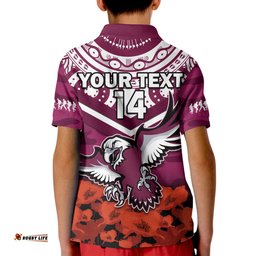 Custom Text And Number Sea Eagles Rugby ANZACRugby Polo Shirt KID Camouflage Mix Indigenous
