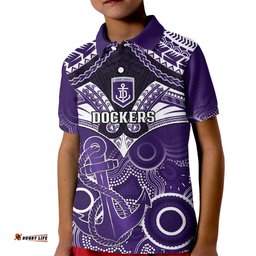 Dockers Football Kid Polo Shirt Fremantle Aboriginal Mix Polynesian Pattern