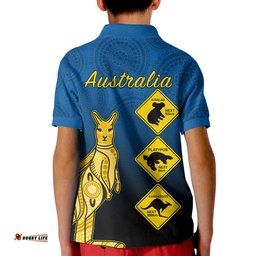 Australia Kangaroo Polo Shirt KID Road Signs Aussie Aboriginal