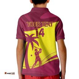 Custom West Indies Cricket Kid Polo Shirt 2024 World Cup Go Windies