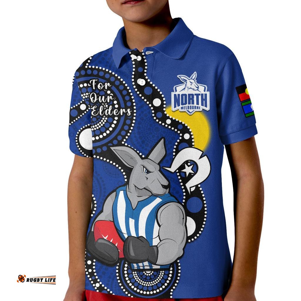 North Melbourne Football NAIDOCPolo Shirt KID Roos For Our Elders Indigenous