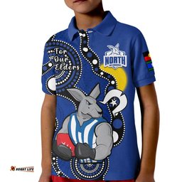 North Melbourne Football NAIDOCPolo Shirt KID Roos For Our Elders Indigenous