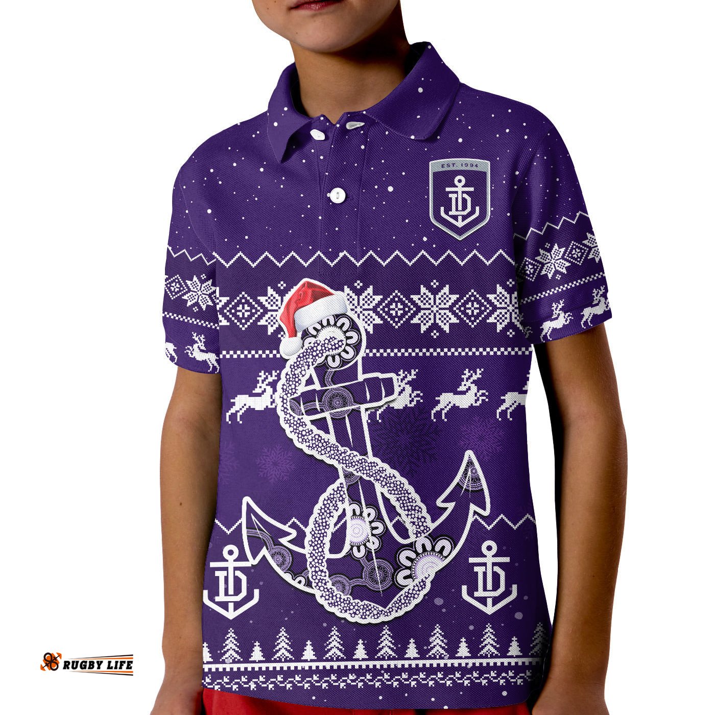 Custom Personalised Dockers Football Polo Shirt KID Freo Indigenous Merry Christmas