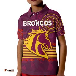 Custom Personalised Broncos Anzac Day Polo Shirt KID Aboriginal Lest We Forget Ver.01