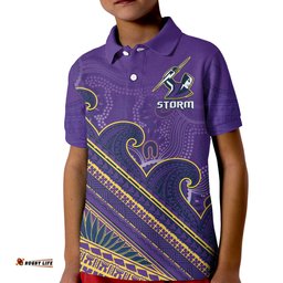 Storm Rugby Polo Shirt KID Melbourne Pasifika Aboriginal Gradient Polynesian