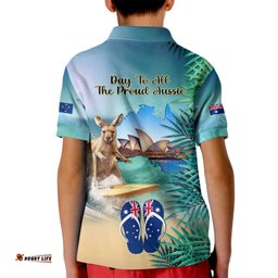 Australia Day 2024 Kid Polo Shirt Kangaroo Go Surfing Aussie Map Tropical Style
