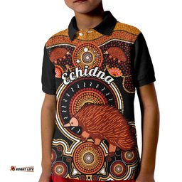 Personalised Australian Astrology Kid Polo Shirt Aboriginal Echidna Zodiac Sign