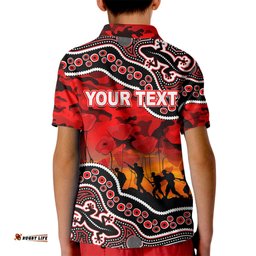 Custom Personalised Anzac Day NRL - Dolphins Kid Polo Shirt Aboriginal Lizard Patterns