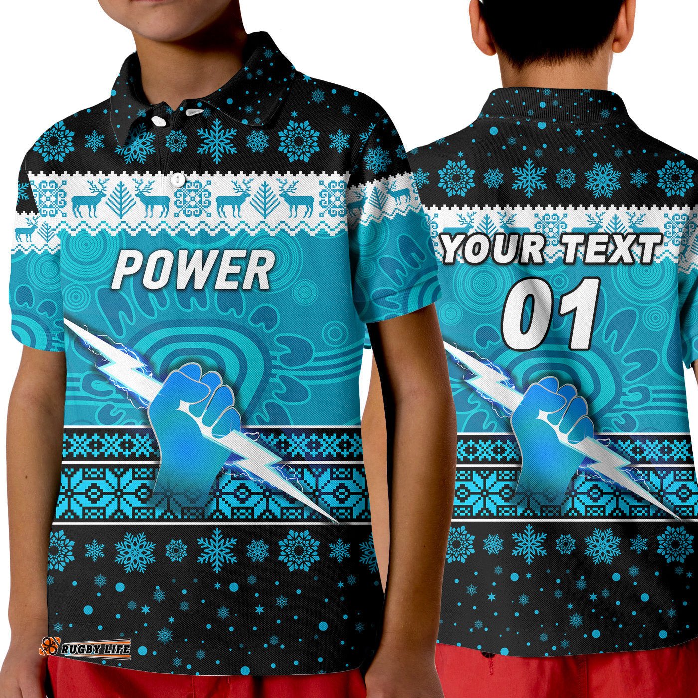 Custom Personalised Port Adelaide Power Polo Shirt KID Christmas Simple Style