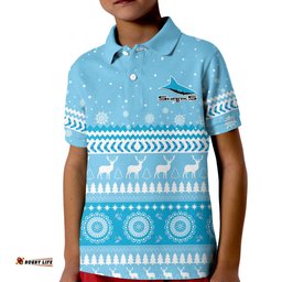 Custom Personalised Sharks Polo Shirt KID Christmas Cronulla Sutherland