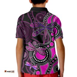 Aboriginal Dragonfly Kid Polo Shirt Pink Style