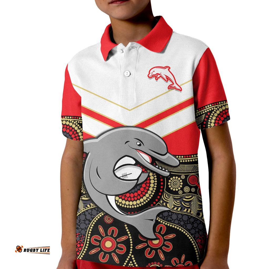 Dolphins Rugby Kid Polo Shirt Indigenous Dynamic Version