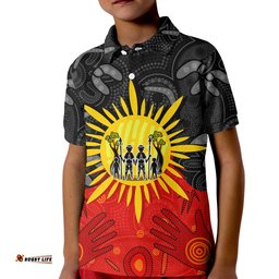 Custom PersonalisedAboriginal Family Polo Shirt KID Flag Style