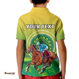 Custom Personalised Australia Devonport CupPolo Shirt KID Horse Racing Indigenous Art