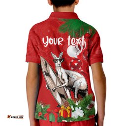 Personalised Kangaroo Lover Kid Polo Shirt Australia Merry Christmas Aboriginal
