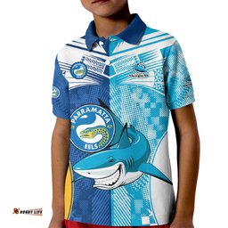 Custom NRL Shark Combine Eels Rugby Kid Polo Shirt Sporty Style