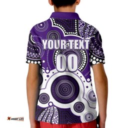 Custom Personalised And Number Freo AFL Kid Polo Shirt Aboriginal Patterns