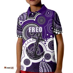 Custom Personalised And Number Freo AFL Kid Polo Shirt Aboriginal Patterns