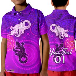 Custom Personalised Aboriginal Art Lizards Polo Shirt KID Indigenous Unique Vibes