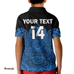 Custom Text And Number New Zealand Tiki Rugby Polo Shirt KID NZ Maori Koru Pattern Ver.05