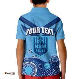 Custom State of Origin NSW Blues Vs QLD Maroon Rugby Kid Polo Shirt Blue Style