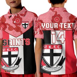 Custom Text And Number Saints Football Polo Shirt KID St Kilda 1873 Aboriginal Dot Painting