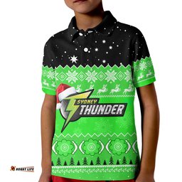 Custom Personalised Thunder Cricket Polo Shirt KID Aboriginal Merry Christmas
