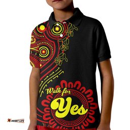 Australia Walk For Yes Kid Polo Shirt Indigenous VoiceAboriginal Red Vibe