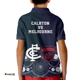 Demons And Blues Football Kid Polo Shirt Melbourne And Calrton Mascots Aboriginal Art