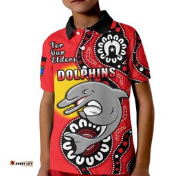 Custom Text And Number Dolphins Rugby NAIDOCPolo Shirt KID For Our Elders Aboriginal