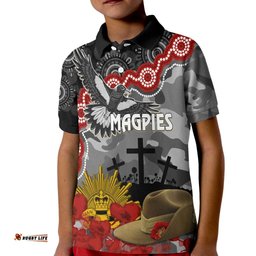 Magpies Football ANZACPolo Shirt KID Aboriginal Mix Slouch Hat