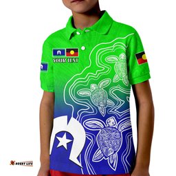 Custom Personalised NAIDOC WeekPolo Shirt KID Torres Strait Islanders with Aboriginal Turtles