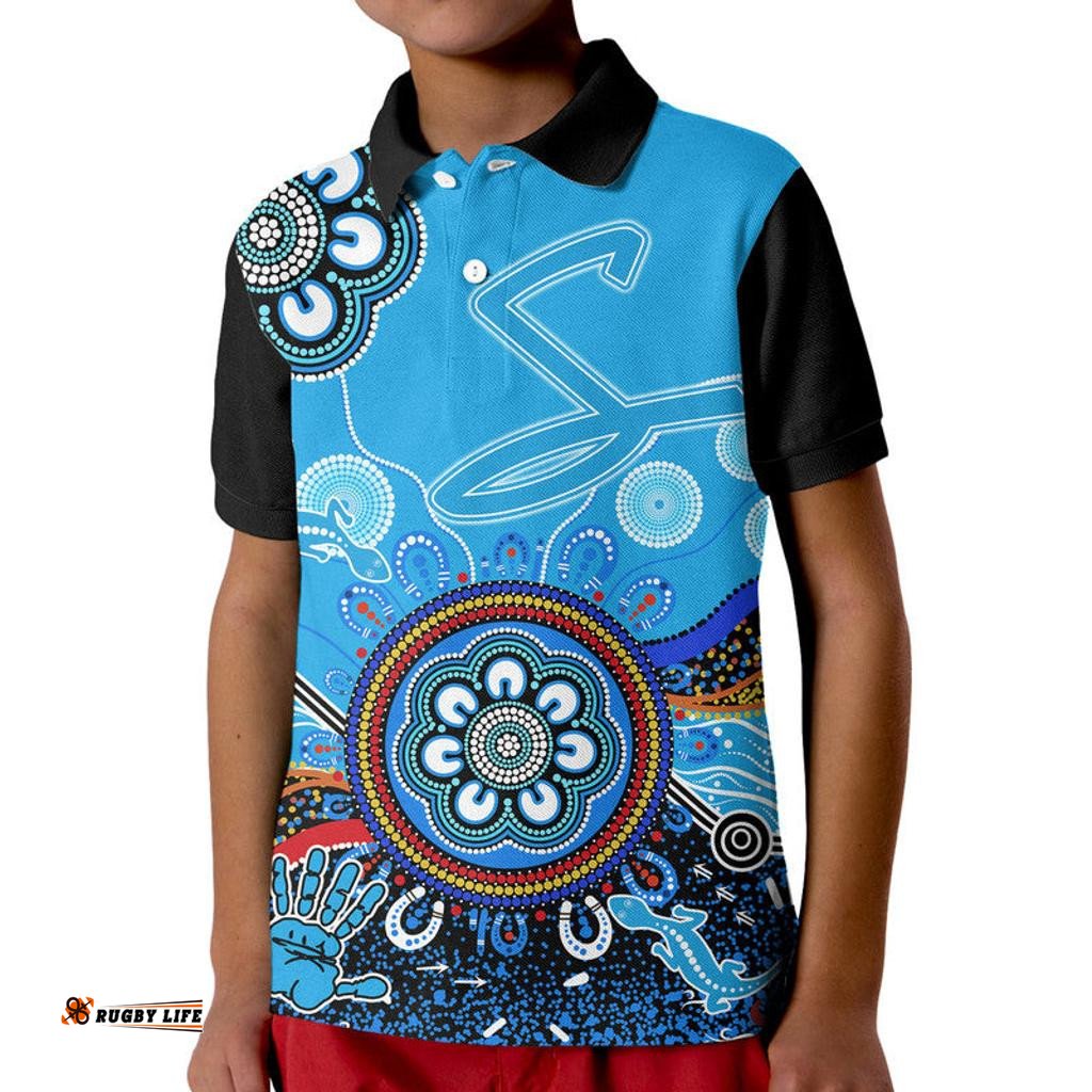 Adelaide Strikers Kid Polo Shirt Cricket Indigenous Aboriginal Lizard Version