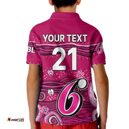 Custom Text And Number Australia Sixers Cricket Kid Polo Shirt Indigenous-