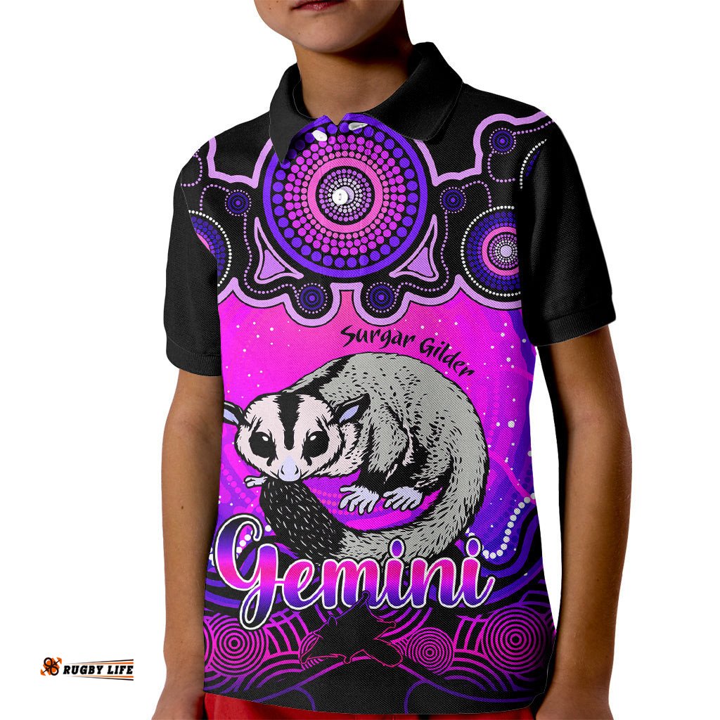 Personalised Australia Gemini Sugar Gilder Zodiac Kid Polo Shirt Auz Astrology Aboriginal - Magenta
