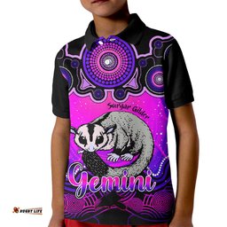 Personalised Australia Gemini Sugar Gilder Zodiac Kid Polo Shirt Auz Astrology Aboriginal - Magenta