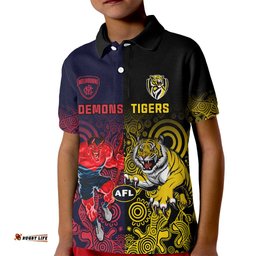 Custom Demons And Tigers Football Kid Polo ShirtTogether Indigenous Art