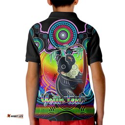Personalised Australia Cancer Koala Zodiac Kid Polo Shirt Auz Astrology Aboriginal - Rainbow