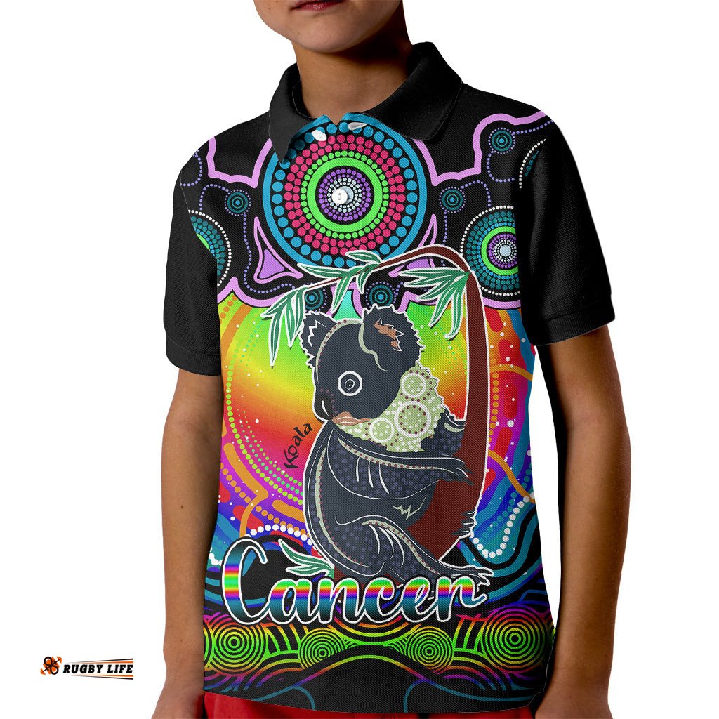 Personalised Australia Cancer Koala Zodiac Kid Polo Shirt Auz Astrology Aboriginal - Rainbow