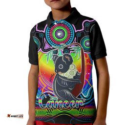 Personalised Australia Cancer Koala Zodiac Kid Polo Shirt Auz Astrology Aboriginal - Rainbow