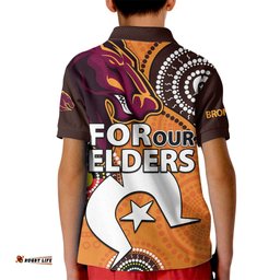 Brisbane Broncos NRL Kid Polo Shirt Aboriginal NAIDOC For Our Elders