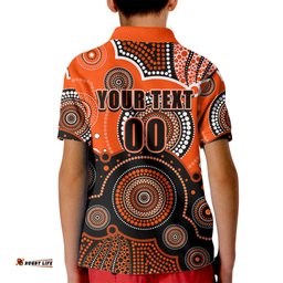 Custom Text And Number Perth Scorchers BBL Kid Polo Shirt Aboriginal Patterns