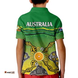Australia Cricket Kid Polo Shirt Aboriginal Dots Style