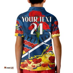 Custom Text And Number Cowboys Rugby ANZAC Kid Polo Shirt Lest We Forget